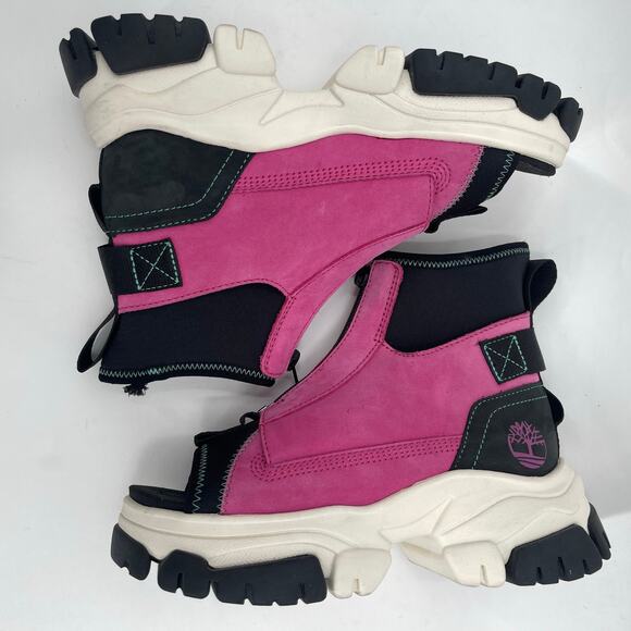 TIMBERLAND Adley Way Boot Sandals Size 5.5 Peep Toe Very Berry Hiking Outdoor - Picture 2 of 11